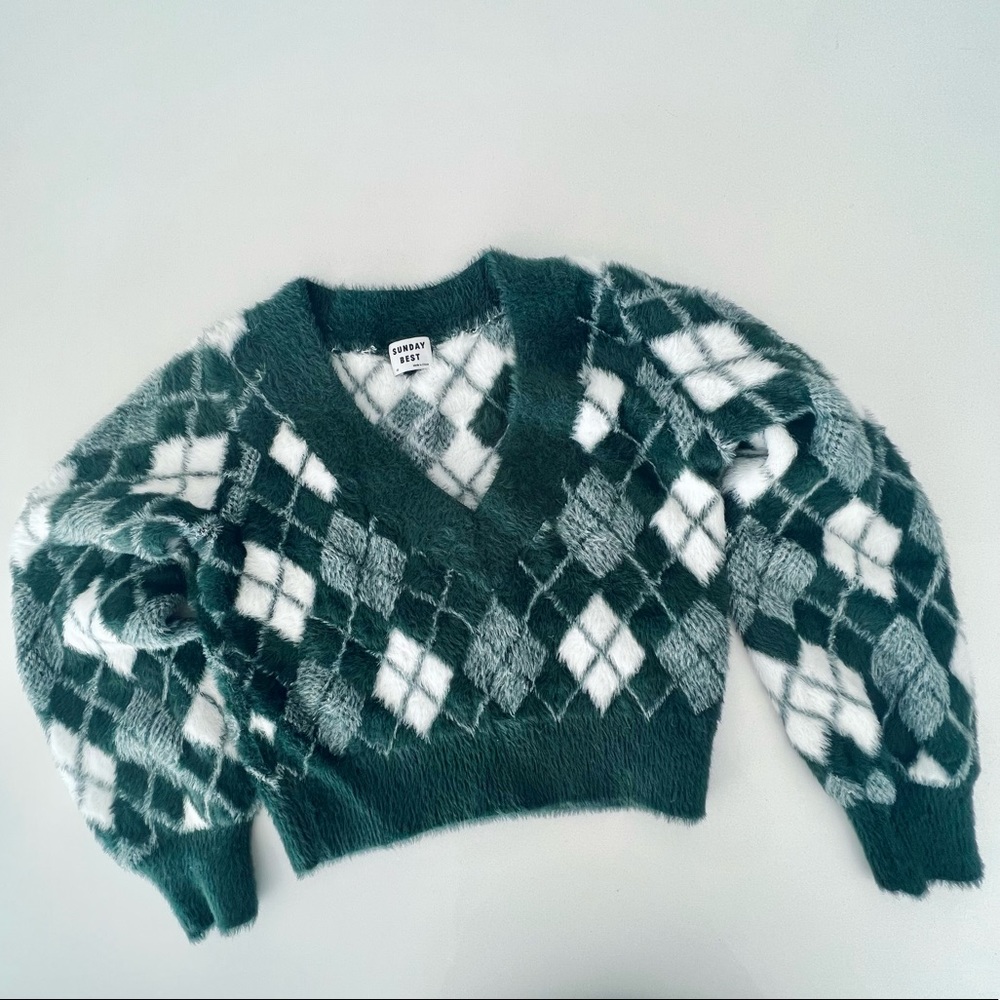 Aritzia jacquard Diamond print sweater